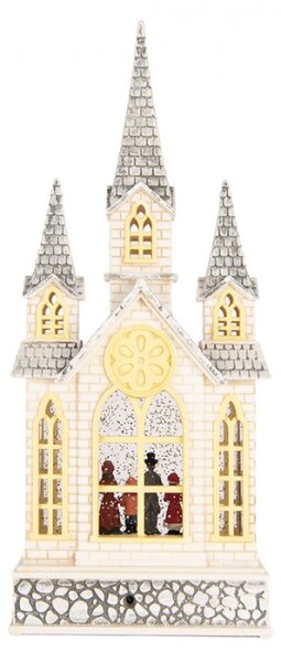Béžová plastová vánoční dekorace s LED světlem a hudbou – 17x10x41 cm