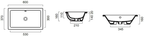 Catalano Zero umyvadlo 60x37 cm obdélníkový zápustný-pod pult bílá lesk 0124610001