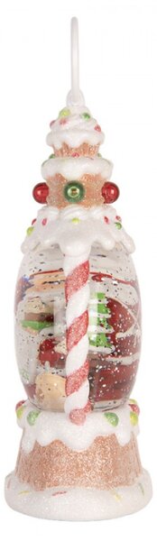 Bílá plastová vánoční dekorace s LED světlem a hudbou – 13x8x22 cm