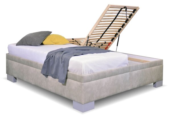 Zvýšená čalouněná postel Litera, s úložným prostorem