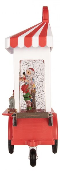 Červená plastová vánoční dekorace s LED světlem a hudbou – 17x10x27 cm
