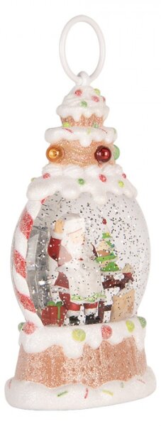 Bílá plastová vánoční dekorace s LED světlem a hudbou – 13x8x22 cm