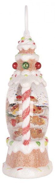 Bílá plastová vánoční dekorace s LED světlem a hudbou – 13x8x22 cm_1