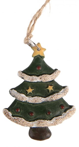 Zelená plastová vánoční ozdoba stromeček – 3x1x5 cm