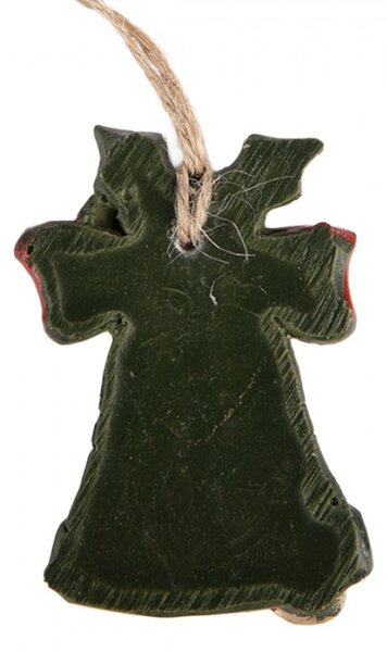 Zelená plastová vánoční ozdoba zvoneček – 4x1x5 cm