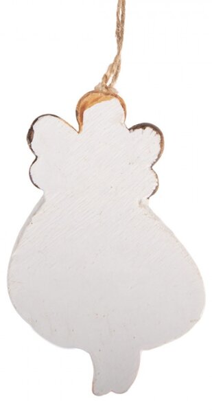 Bílá plastová vánoční ozdoba anděl – 4x1x7 cm