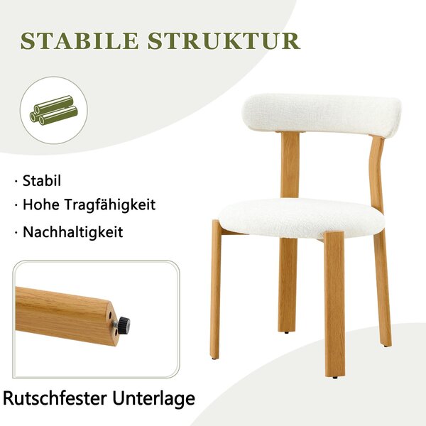 Sada dvou jídelních židlí, materiál: chenille, prodyšná tkanina, ergonomická opěradla, protiskluzové nožky (bílá barva)