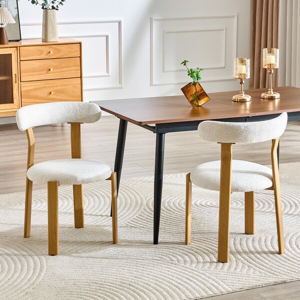 Sada dvou jídelních židlí, materiál: chenille, prodyšná tkanina, ergonomická opěradla, protiskluzové nožky (bílá barva)