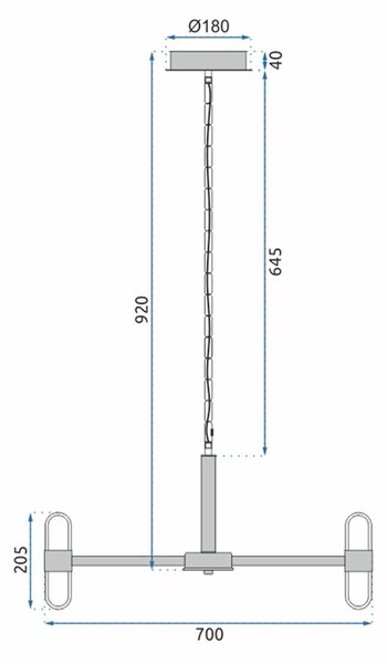 Toolight Toolight, LED závěsné stropní svítidlo 6x20W APP770-6C + dálkový ovladač, černá, OSW-05021