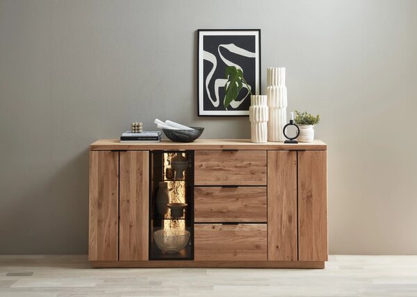 Szynaka Komoda Napoli 20 s LED osvětlením 180 cm z masivu dub Bianco