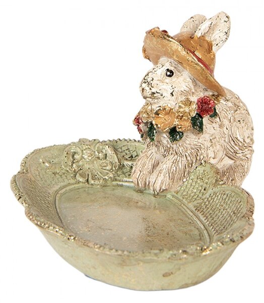 Béžová plastová dekorativní miska králík – 14x12x8 cm