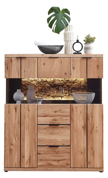 Szynaka Komoda Napoli 22 s LED osvětlením 121 cm z masivu dub Bianco