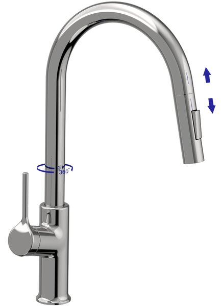 Invena Farsala, dřezová baterie s výsuvnou 2-funkční výlevkou h-433, chromová, INV-BZ-40-U01-S