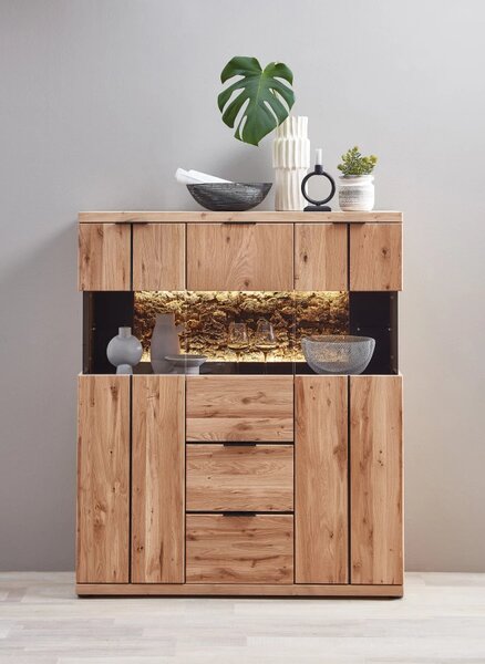Szynaka Komoda Napoli 22 s LED osvětlením 121 cm z masivu dub Bianco