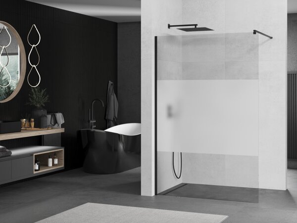 Mexen Kioto sprchová zástěna 70x200 cm 8 mm, černý profil, čiré sklo-námraza, 800-070-101-70-35