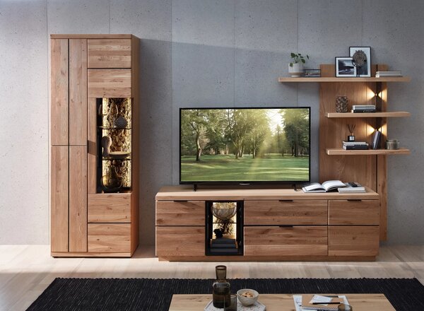 Szynaka Vitrína Napoli 01 s LED 75 cm z masivu dub Bianco