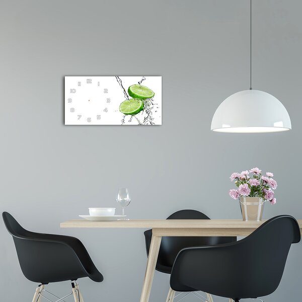 Skleněné hodiny na stěnu tiché Limetky a voda pl_zsp_60x30_f_80861778