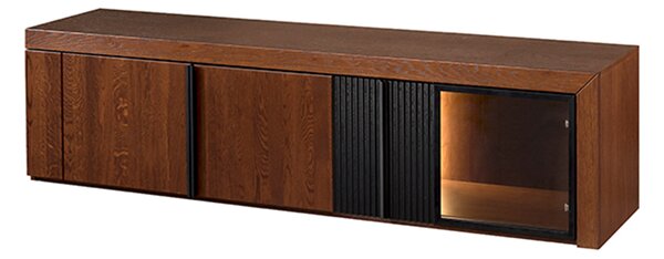 Szynaka TV stolek Paris II 25 182 cm z masivu s LED osvětlením dub antický/černý