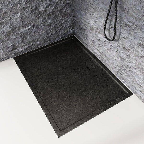 Schedpol Omega Black Stone obdélníková sprchová vanička 100x80 cm černá 3.0450/C/ST