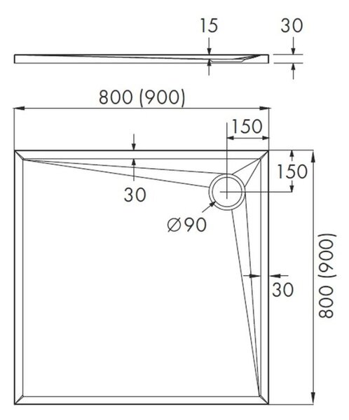Schedpol Etrusco čtvercová sprchová vanička 80x80 cm bílá 3.460
