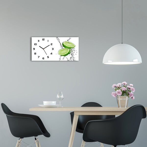 Skleněné hodiny na stěnu tiché Limetky a voda pl_zsp_60x30_f_80861778