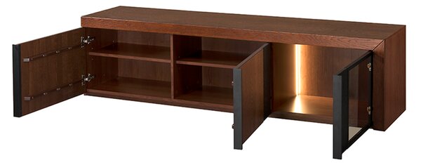 Szynaka TV stolek Paris II 25 182 cm z masivu s LED osvětlením dub antický/černý