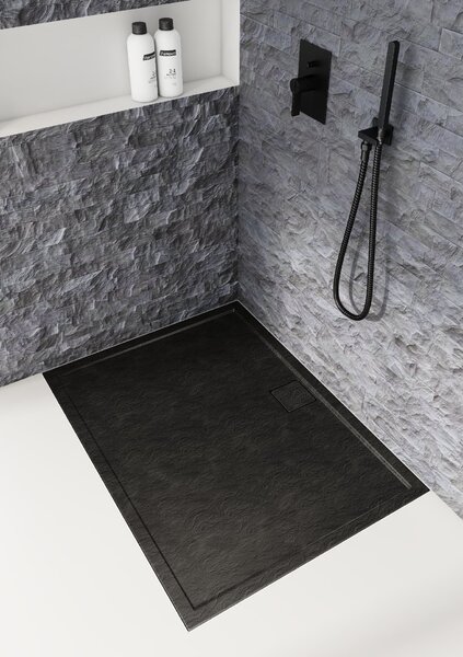 Schedpol Omega Black Stone obdélníková sprchová vanička 100x80 cm černá 3.0450/C/ST