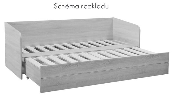 Rozkládací postel MINDES 80, bílá borovice