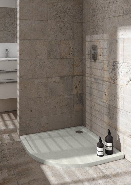 Schedpol Caspar New Cement Stone půlkruhová sprchová vanička 80x80 cm cement 3.2333/CT/ST