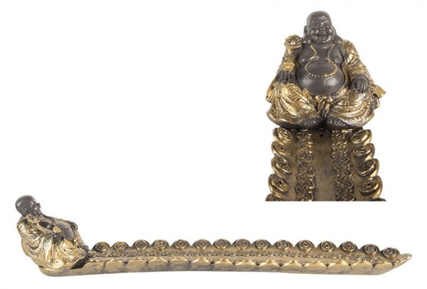 Sada 6 stříbrno-zlatých plastových stojánků na vonné tyčinky Buddha – 33x8x7 cm