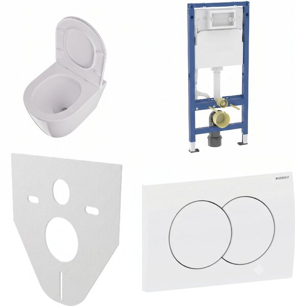 WC SET Geberit DuoFix s WC mísou Amaro + tlačítko Delta 01, bílé + izolační deska