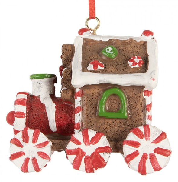 Hnědá plastová vánoční ozdoba vláček – 9x5x9 cm