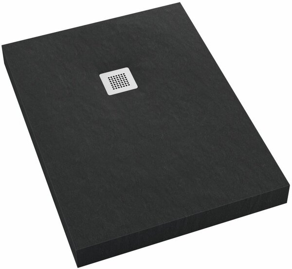 Schedpol New Horizons Black Stone obdélníková sprchová vanička + mřížka 120x80 cm černá 3.3308/C/ST-M2