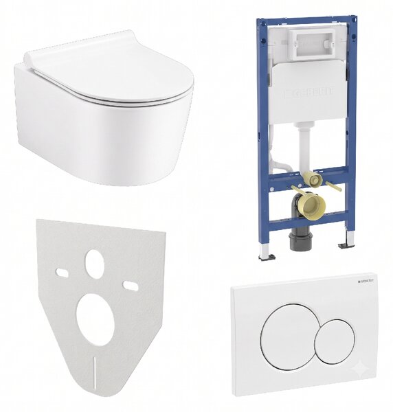 WC SET Geberit DuoFix s WC mísou Corona + tlačítko Delta 01, bílé + izolační deska