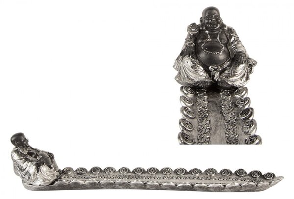 Sada 6 stříbrno-zlatých plastových stojánků na vonné tyčinky Buddha – 33x8x7 cm