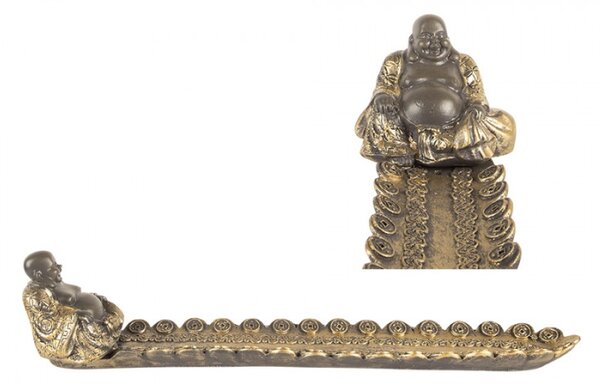 Sada 6 stříbrno-zlatých plastových stojánků na vonné tyčinky Buddha – 33x8x7 cm