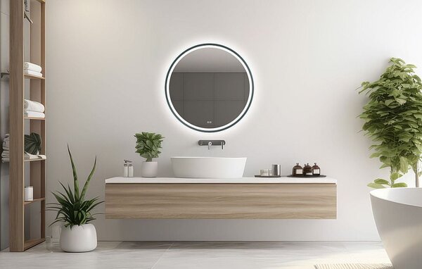 Venti Orion Graphite zrcadlo 60x60 cm kulatý s osvětlením s vyhřívací podložkou grafitová 5905951180373