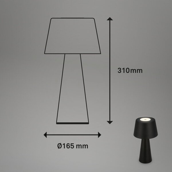 BRILO 7437015 LED nabíjecí stolní lampa pr.16,5 cm 3,5W 400lm černá - BRILO