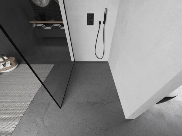 Mexen Kioto sprchová zástěna Walk-in 50 x 200 cm, černý rámeček 8 mm, černá - 800-050-101-70-70
