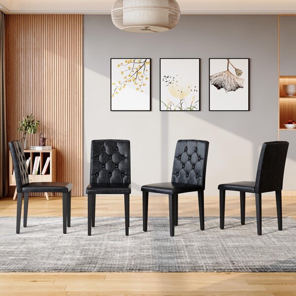Sada čtyř jídelních židlí, lehký design, kovové nohy, univerzálně kombinovatelné (černá barva)