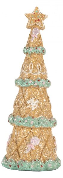 Hnědá plastová vánoční dekorace stromeček – 9x25 cm
