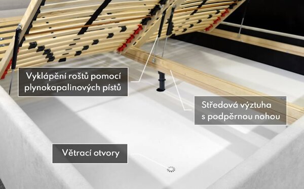 Luxusní čalouněná postel VEGA, s úložným prostorem
