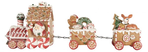 Hnědá plastová vánoční dekorace vláček – 33x10x15 cm