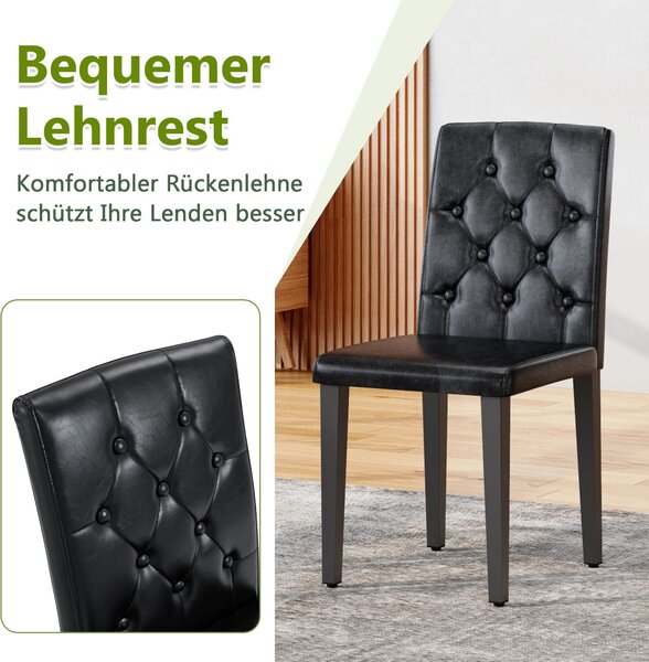 Sada čtyř jídelních židlí, lehký design, kovové nohy, univerzálně kombinovatelné (černá barva)