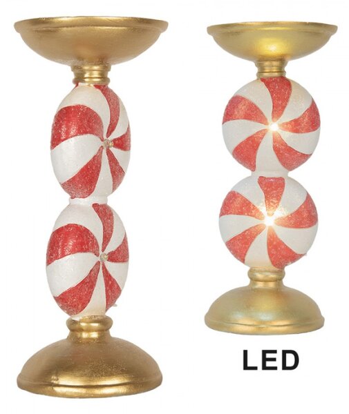 Plastová vánoční dekorace s LED světlem zlatá – 10x23 cm