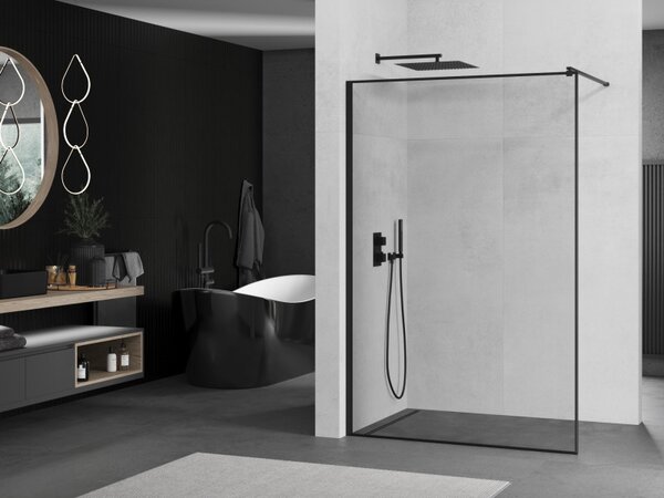 Mexen Kioto sprchová zástěna Walk-in 50 x 200 cm, černý rámeček 8 mm, černá - 800-050-101-70-70
