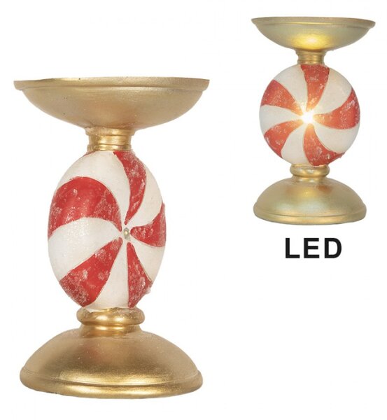 Plastová vánoční dekorace s LED světlem zlatá – 10x16 cm