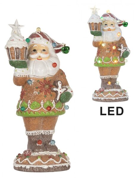Hnědá plastová vánoční dekorace Santa Claus – 15x13x32 cm