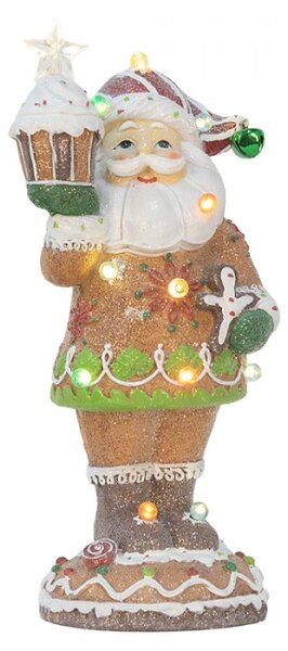 Hnědá plastová vánoční dekorace Santa Claus – 15x13x32 cm