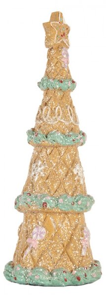 Hnědá plastová vánoční dekorace stromeček – 9x25 cm